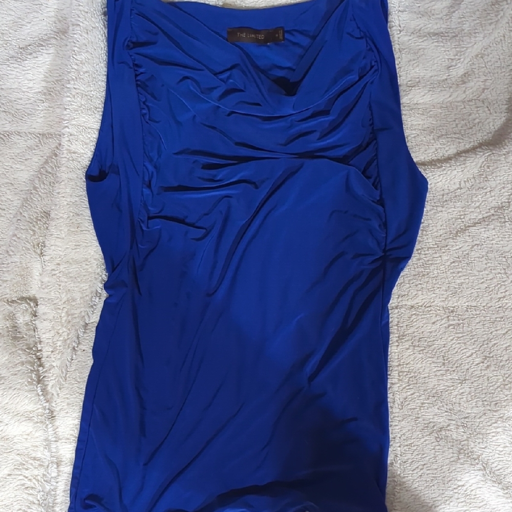 The Limited Blue Ruched Tank Top